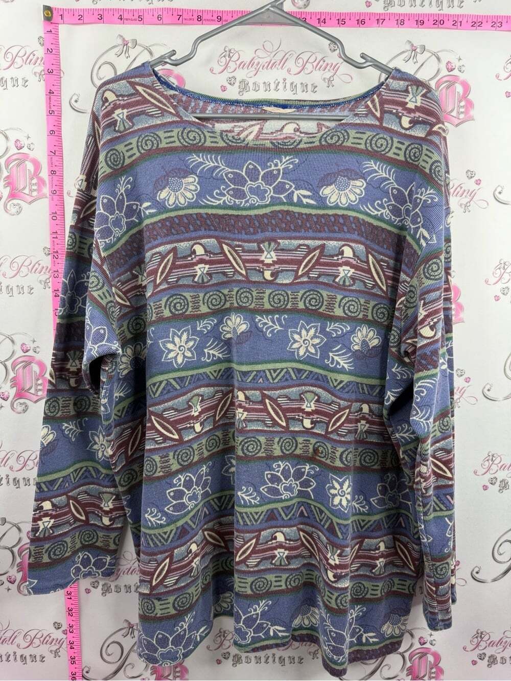 Vintage sweater top long sleeve Aztec Blue Patterned Women’s Long Sleeve Top